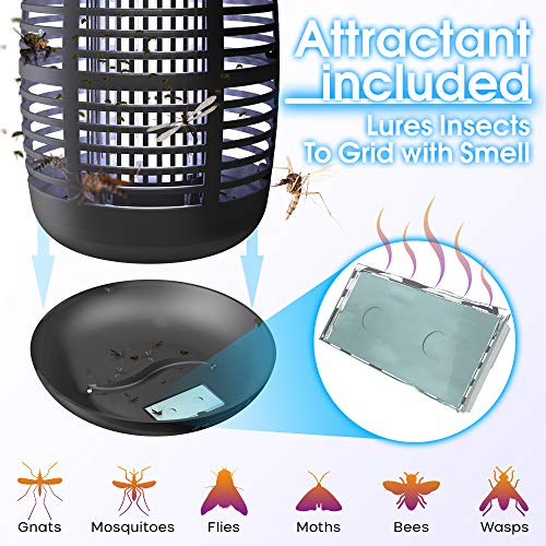 [2 in 1] Bug Zapper Outdoor Electric & Attractant - 4250V Electric Mosquito Zappers Fruit Fly Killer - Insect Fly Trap Indoor & Outdoor - Waterproof Light Bulb Lamp for Backyard, Patio, Home, Plug in