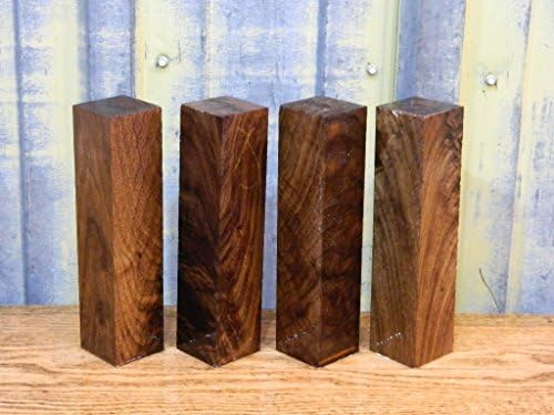 4- Figured Turning Wood Blank/Game Call/Black Walnut Knife Scale T: 1 13/16'', W: 1 13/16'', L: 7 7/8'' - 9508