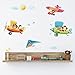 DECOWALL DA-1506B 3 Animal Biplanes Kids Wall Stickers Wall Decals Peel and Stick Removable Wall Stickers for Kids Nursery Bedroom Living Room d?cor