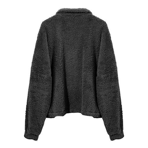 Sanyyanlsy Ladies Faux Cashmere Jacket Long Sleeve Fluffy Plush Lapel Women Winter Warm Outwear Coat Sweater Anorak Tops Black