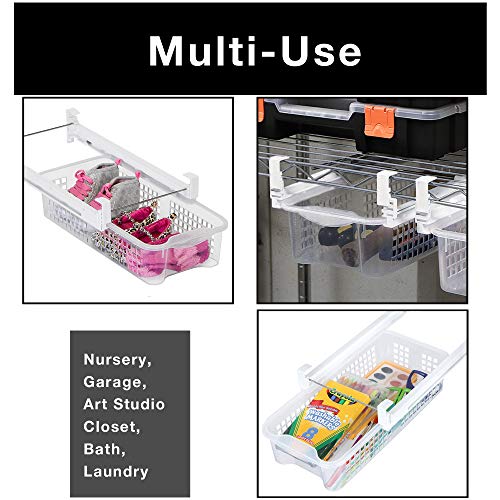 Smart Design Refrigerator Pull Out Bin & Home Organizer w/Extendable Rails & Handle - BPA Free - for Fridges & Freezers Food Storage - Kitchen (Medium) - Set of 3