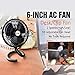 TN TONNY Clip-on Fan, AC 110V 6 Inch Adjustable Clip Table Fan with 2 Speeds Wind, Personal Cooling Fan with 6 Foot Cord and Plastic Safety Grill, Black