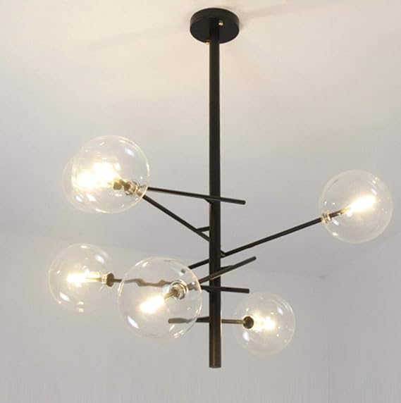 ZSML 6-Licht Moderne Mid-Century Deckenleuchte Schwarz Semi-Flush Mount