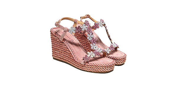 Alma en Pena Mujeres Sandalias de cuña Aplicaciones de Ante Púrpura 37 :  Amazon.es: Zapatos y complementos