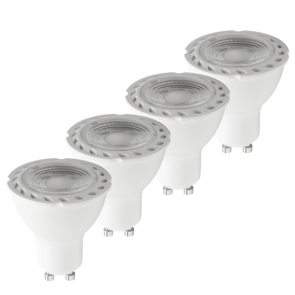 Müller-Licht LED Reflector Light Kit 400242 A Set of 4, 3 in 1 Comfort/DIM, White Plastic, 6.5 W GU10; Crystal Heart Measures 5 x 5 x 5.5 cm