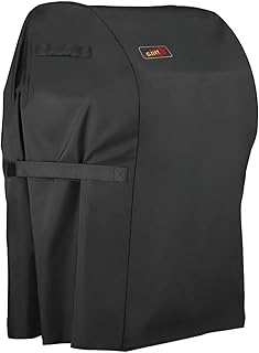 OMORC Grill Abdeckhaube, Grillabdeckung Wasserdicht BBQ Cover Schutzhuelle Haube Grill Abdeckplane für Brinkmann, Char Broil, Holland and Jenn Air (76 x 66 x 109 cm) -Schwarz