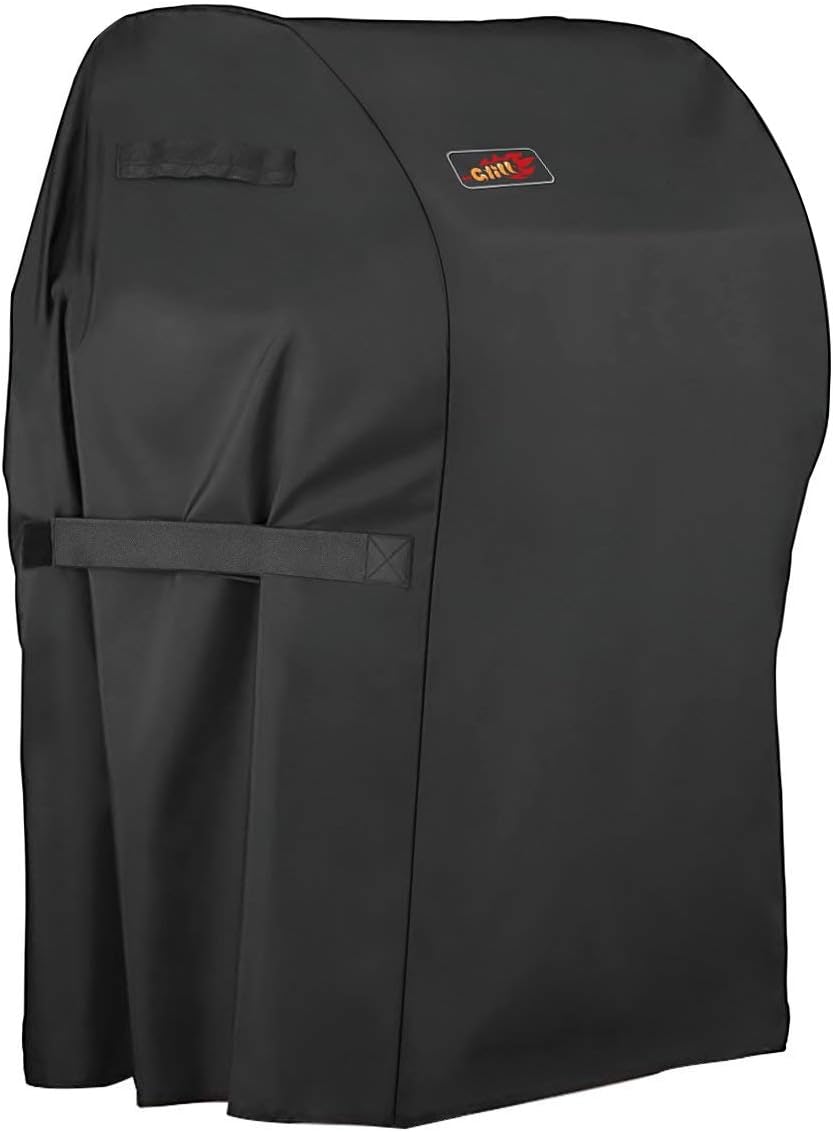 OMORC Grill Abdeckhaube, Grillabdeckung Wasserdicht BBQ Cover Schutzhuelle Haube Grill Abdeckplane für Brinkmann, Char Broil, Holland and Jenn Air (76 x 66 x 109 cm) -Schwarz
