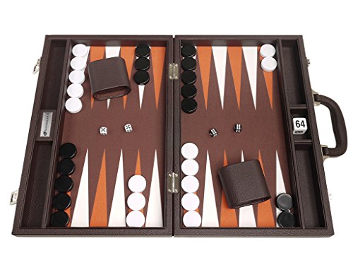 16-inch Premium Backgammon Set - Medium Size - Dark Brown Board