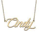 HUAN XUN Name Necklace for Womens Cindy Meaningful