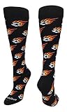 MadSportsStuff  Flaming Soccer Ball Over The Calf Socks39 (Black/Medium)