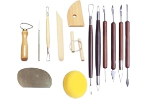 Pottery Carving Tools,Armastuse 14 Piece Ceramic Clay Tools Set, Polymer Clay Tools Pottery Tools Set, Wooden Pottery Sculpti