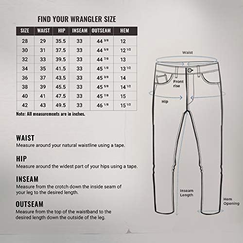 wrangler jeans measurements