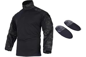 KASISO GEAR G3 Combat Shirt with Elbow Pads, Outdoor Hunting Sport Camouflage t-Shirt， Tactical Military Airsoft Clothing