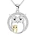 YFN Mother Owl Pendant Necklace Sterling Silver for Mom Women