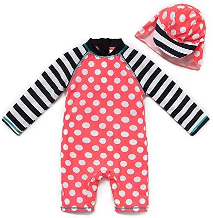 Baby/Toddler One Piece Zip Sunsuits with Sun Hat UPF 50+ Sun Protection Infant Beach Swimsuit