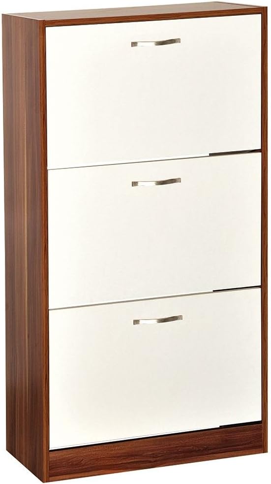 Vida Designs Shoe Cabinet, Wooden Shoe Storage Unit with 3 Pull-Down Drawers - Image 3