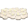 BANBERRY DESIGNS LED White Votive Candles - Set of 24 Battery Operated Candles with Realistic, Flickering Flame - Bulk Set of