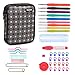 Damero Crochet Hooks Set, Crochet Hooks Kits with 9 Pcs Soft Grip Handles Ergonomic Crochet and Accessories, Crochet Set for Beginners and Crocheters, Gray Dots