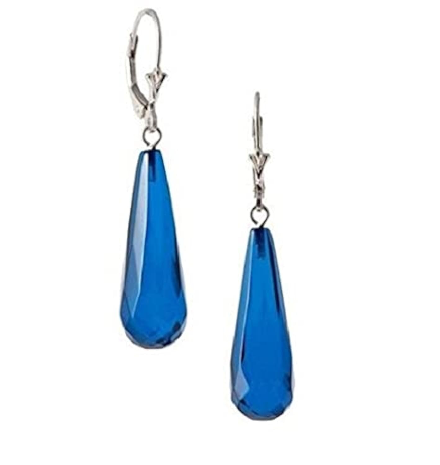 Women's Earrings Blue Amber Drop S in Sterling Silver 925, Real Blue Amber