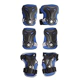 High Bounce Knee Pads and Elbow Pads with Wrist Guards Protective Gear Set for Biking, Riding, Cycling and Multi Sports Safety Protection: Scooter, Skateboard, Bicycle, Rollerblades (Blue, Adult)