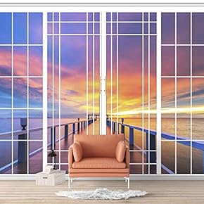 Wall Murals for Bedroom Vies from French Window Design Removable Wallpaper Peel and Stick Wall Stickers - 66x96 inches