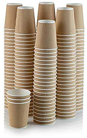 1InTheHome 16 oz Coffee Cups With Lids. Disposable Insulated Ripple Wall Paper Hot Cups with Lids
