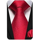 HISDERN Ties for Men Solid Houndstooth Neckties Handkerchief Formal Business Tie & Pocket Square Set Wedding Party