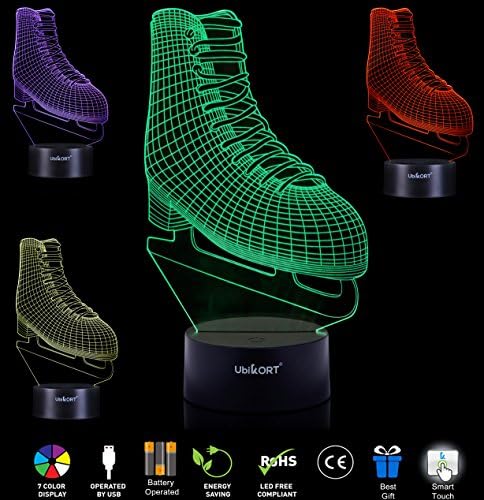 Ice Skating 3D Illusion Night LAMP for Girl Teen Room Birthday Present for Sport Fans, Ideal for Night Light Bedroom Desk Decor [New Generation]