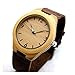 Mercimall Luminous Watch with Genuine Leather Strap Bamboo Wood Original Grain Watch