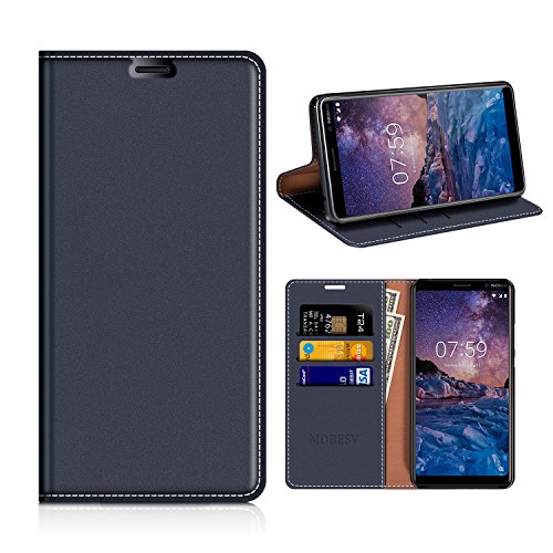 Nokia 7 Plus Wallet Case, Mobesv Nokia 7 Plus Leather Case/Phone Flip Book Cover/Viewing Stand/Card Holder for Nokia 7 Plus, Dark Blue