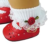 Red Dress Shoes & Rosebud Socks made for Bitty Baby Doll by Doll Clothes Sew Beautiful