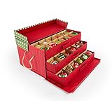 Santas Bags 3 Tray Ornament Storage Box with Dividers (Polka Dot)