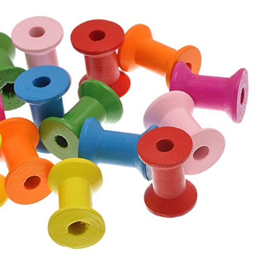 High Guality Small Gift Approx. 100pcs Craft Sewing Threading Laces Yarn Wheels Thread Spools-Cylindrical Wood Bobbins