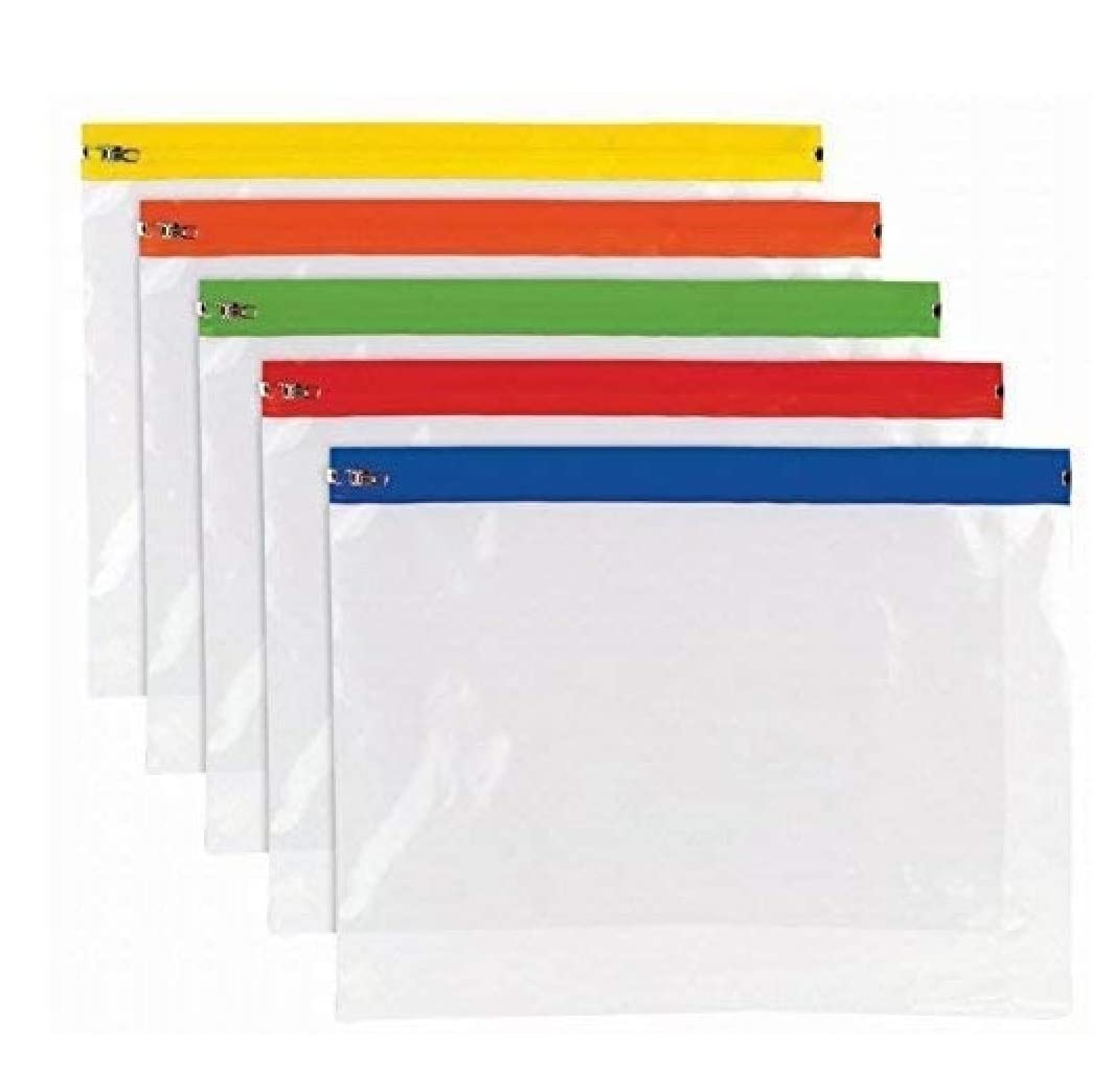 15 A5 Zip Bags Document Wallet Pouch Assorted Colors