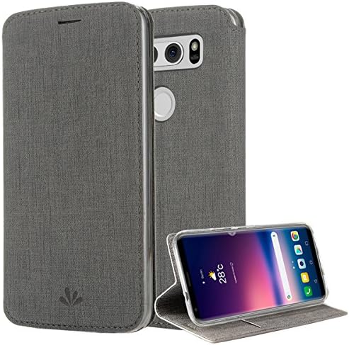 LG V30 Case,PU Leather Wallet Slim Thin Case Flip Folio [Kickstand Feature] with ID&amp;Credit Card Holder Magnetic Closure TPU Bumper Full Cover Case for LG V30 (Gary)