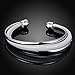 LEECCO Women 925 Sterling Silver Fashion Open C-Shape Bracelets Cuff Bangle