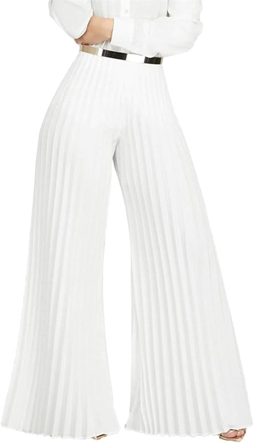 high waisted white palazzo pants