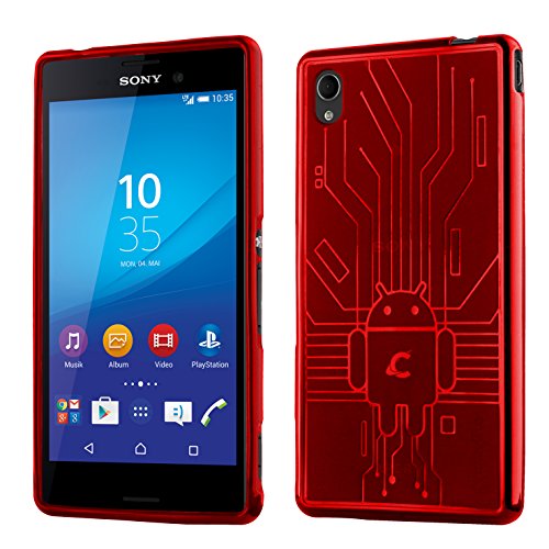 Xperia M4 Aqua Case, Cruzerlite Bugdroid Circuit TPU Case Compatible with Sony Xperia M4 Aqua - Red