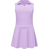 Eymitory Girls Tennis Golf Dress Outfit Sleeveless Polo V Neck Tank Top and Skorts Sets Sport Skirt with Pockets