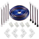 16.4 FT 5050 4Pin RGB LED Strip Extension Cable Connector Kit Include 4X Strip to Adapter,4X Strip to Strip Jumpers,4X L-Shape Connectors, 4X Gapless Connectors