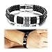 Suyi Wide Braid Black Leather Bracelet Men's Fashion Wristband Bangle with Stainless Steel Magnetic Buckle A-18.5CM