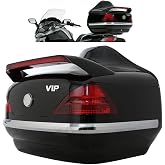 ALMULOO Motorcycle Luggage Trunk W/Tail Light Compatible with Yamaha | Compatible with Harley Davidson Honda Yamaha Suzuki, Motorcycle Luggage Trunk Tail Box; w/Back Pad