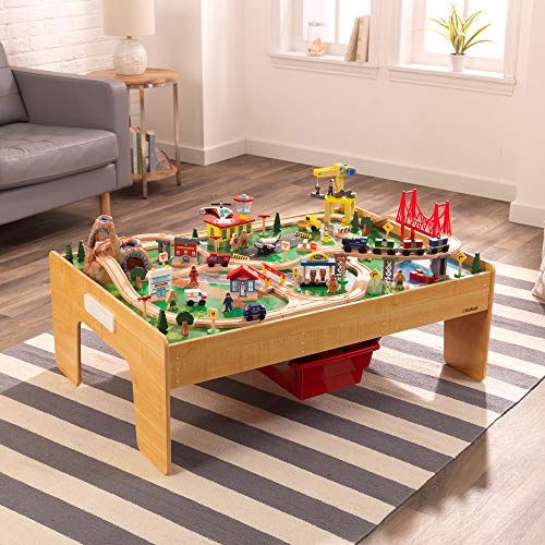 KidKraft 18025 Adventure Town Eisenbahnspielset & Tisch mit EZ Kraft Assembly Bahngleis-Set und Tisch aus Holz… – Bild 4