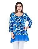 Chicwe Women's Floral Printed Plus Size Tunic Top with Chiffon Hem