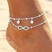 suphojshop Women Fashion Double Chain Ankle Anklet Bracelet Barefoot Sandal Beach Foot Gift
