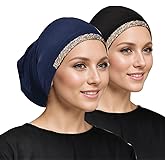 Hophor Women Slouchy Beanies Cap Soft Hijab Cap Under Scarf for Women Muslim Jersey Hijab Undercaps