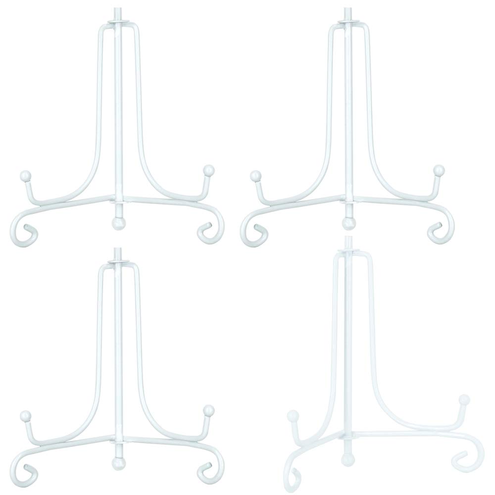 Hetoco 4 Inch White Easel Plate Holder Decorative Display Stands for Photo, Picture Frames, Decorative Plates, Paintings and Art Pieces (Pack of 4)