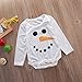 Baby Boys Girls Christmas Long Sleeve Smiling Snowman Face Bodysuit