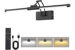 NEYMLYA 24“ Picture Lights for Wall Battery Operated, Wireless Picture Lights with Remote, Rechargeable Wall Light 3000K/4000K/6000K Dimmable, Art Lighting for Paintings Frame Gallery Dartboard Light, Black