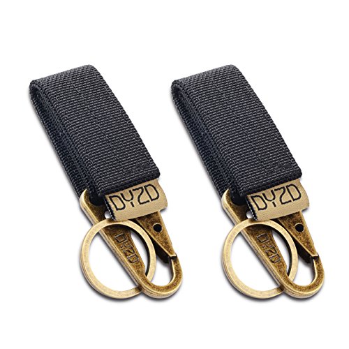 DYZD Nylon Webbing Keychain Tactical Molle Gear Key Ring, Gear Keeper Pouch, can be Used as Key Chain, Key Ring Holder, Perfect Webbing Attachment Strap (Black 2PCS)